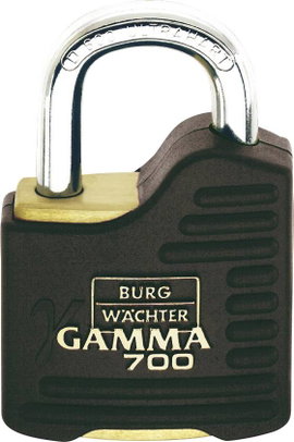Burg Wächter Gamma 700 55 SB Függő lakat Különböző időben záródó Sárgaréz, Fekete Profilhengeres lak