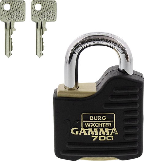 Burg Wächter Gamma 700 55 SB Függő lakat Különböző időben záródó Sárgaréz, Fekete Profilhengeres lak 2. kép