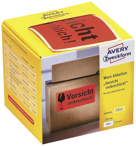 Avery-Zweckform 7211 Figyelmeztető címkék 100 x 50 mm Papír Neonpiros 200 db Véglegesen tapadó 2. kép