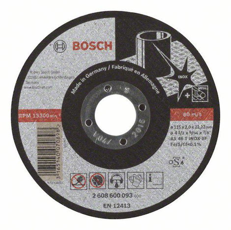 Bosch Accessories 2608600093 2608600093 Vágótárcsa, egyenes 115 mm 1 db Acél