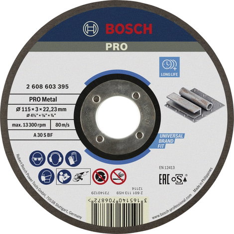 Bosch Accessories 2608603395 2608603395 Vágótárcsa, egyenes 115 mm 1 db Acél
