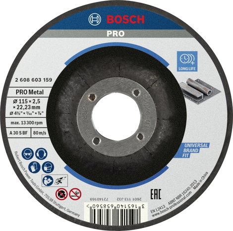 Bosch Accessories 2608603159 2608603159 Vágótárcsa, hajlított 115 mm 1 db Acél