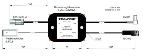 Blaupunkt Autó antenna adapter SMBA-(FAKRA) Z dugó, ISO 50 ohm 2006017472408 2. kép