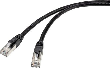 Renkforce RF-4538204 RJ45 Hálózati kábel, patchkábel CAT 6A S/FTP 30.00 m Fekete Kültérre alkalmas 1