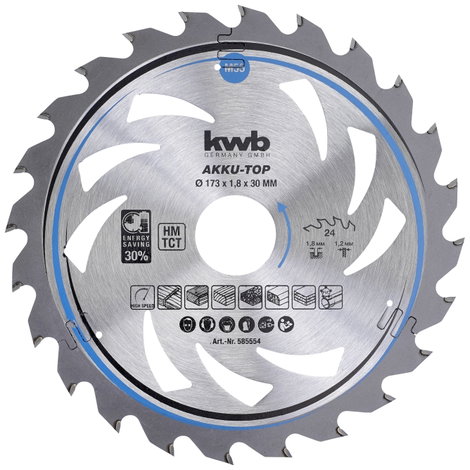 kwb LER-PO 100KA-FI 585554 Keményfém körfűrészlap 173 x 30 x 1.2 mm Fogak száma (collonként): 24 1 d