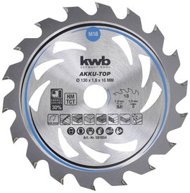 kwb 581854 Keményfém körfűrészlap 130 x 16 x 1.0 mm Fogak száma (collonként): 18 1 db