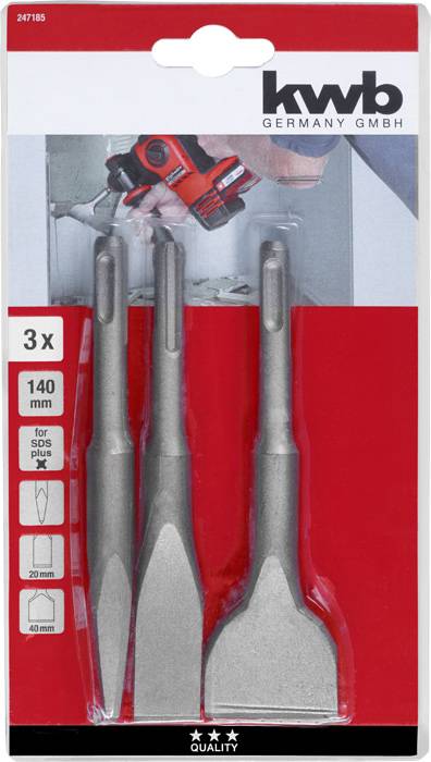 kwb 247185 Véső készlet 3 részes 40 mm, 20 mm Teljes hossz 140 mm SDS-Plus 1 db 2. kép