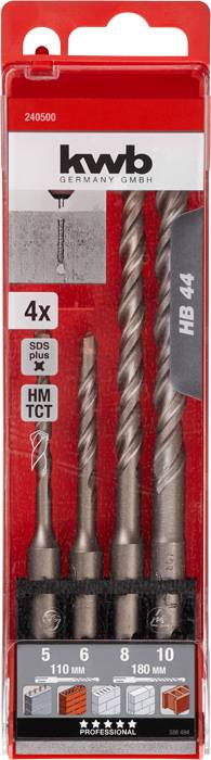 kwb 240400 40CR acél Kalapácsfúró 4 részes 5 mm, 6 mm, 8 mm, 10 mm Teljes hossz 110 mm SDS-Plus 1 ké 2. kép