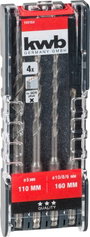 kwb 109164 Szerszámacél Kalapácsfúró készlet 4 részes 5 mm, 6 mm, 8 mm, 10 mm SDS-Plus 1 készlet 2. bélyegkép