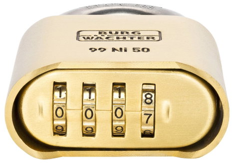 Burg Wächter No. 99 Ni 50 SB Függő lakat Sárgaréz Számkódos zár 6. kép
