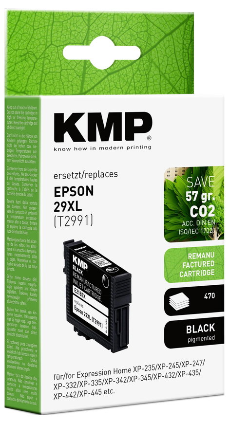 KMP Tinta helyettesíti Epson 29XL, T2991 Kompatibilis Fekete E218BX 1632,4001 2. kép