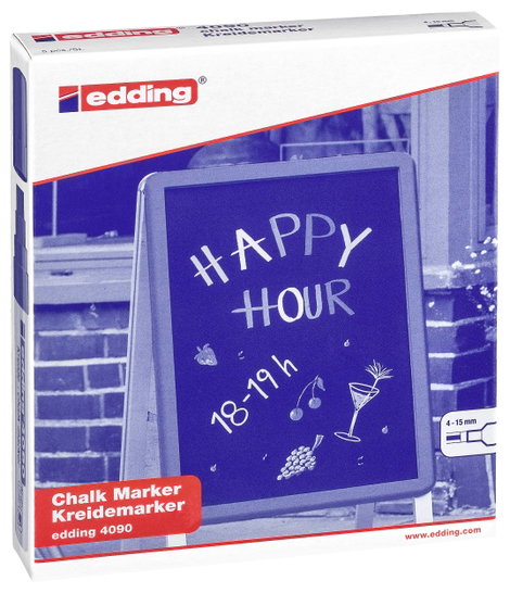 Edding 4090 4-4090099 Kréta jelölő Kék, Zöld, Barna, Világoszöld, Neon narancs 4 mm, 15 mm 2. kép