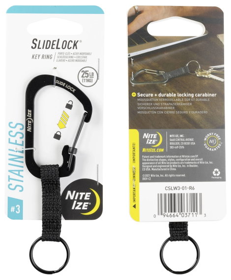 NITE Ize Kulcstartó karabiner NI-CSLW3-01-R6 Keyring Gr.3 Fekete 1 db 2. kép