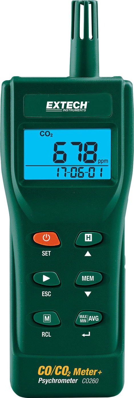 Szén-dioxid és szén-monoxid mérő 0 - 9999 ppm, Extech CO260 4. kép