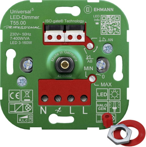 Ehmann 5500x0000 Univerzális dimmer Alkalmas fényforrásokhoz: LED-es izzó, Halogén izzó, Izzó, Filam 5. kép
