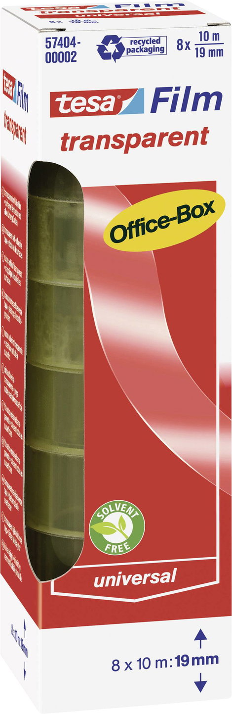 tesa OFFICE-BOX 57404-00002-04 tesafilm Átlátszó (H x Sz) 10 m x 19 mm 8 db