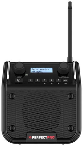 PerfectPro DABPRO Építkezési rádió DAB+, URH AUX, Bluetooth® ütésálló, Fröccsenő víz ellen védett, p