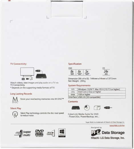 HL Data Storage GP60 DVD író, külső Retail USB 2.0 Fekete 8. kép