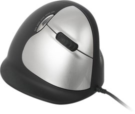 R-GO Tools RGOHELA Ergonomikus egér USB Méret: L Optikai Fekete, Ezüst 4 Gombok 3500 dpi Ergonómikus