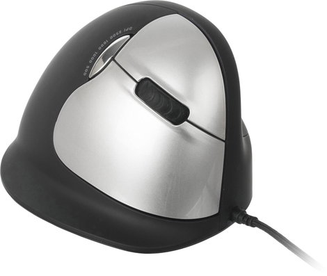 R-GO Tools RGOHELA Ergonomikus egér USB Méret: L Optikai Fekete, Ezüst 4 Gombok 3500 dpi Ergonómikus