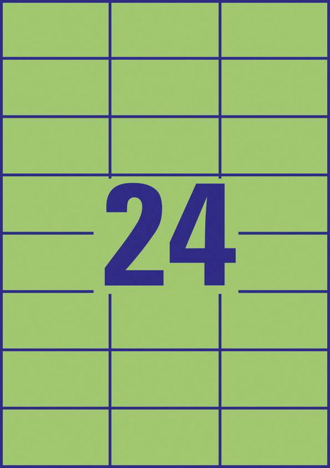 Avery-Zweckform 3450 Univerzális etikett 70 x 37 mm Papír Zöld 2400 db Véglegesen tapadó Tintasugara 4. kép