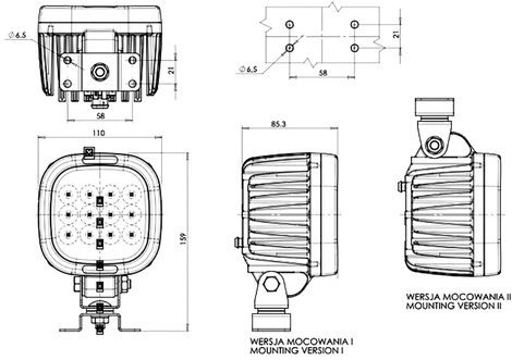 WAS Munkafényszóró 12 V, 24 V, 36 V, 48 V, 60 V, 70 V W130 8000 Spot 1215 Távolsági világítás (Sz x 7. kép