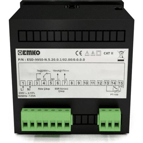 Emko ESD-9950-N 2 pontos, P, PI, PD, PID Hőmérséklet szabályozó -200 - 1700 °C (H x Sz x Ma) 110 x 9 5. kép