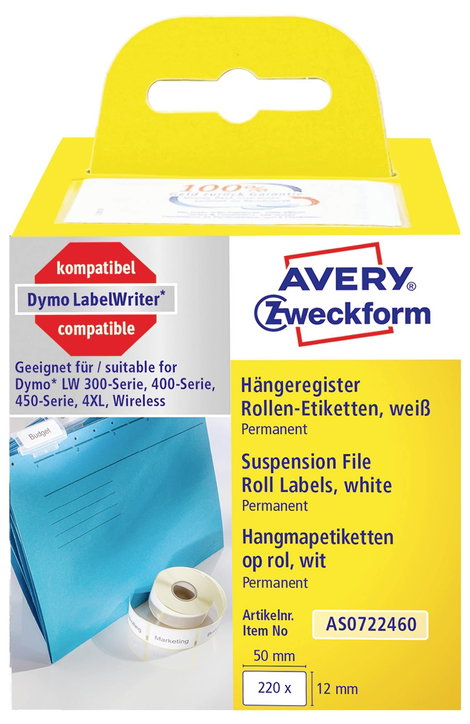 Avery-Zweckform Etikett tekercs 50 x 12 mm Papír Fehér 220 db Véglegesen tapadó AS0722460 Függő regi 8. kép