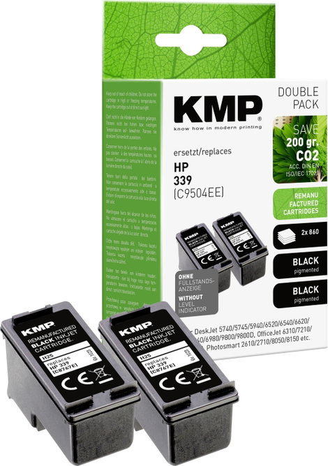 KMP Tinta helyettesíti HP 339, C8767E Kompatibilis Dual Fekete H25D 1023,4021