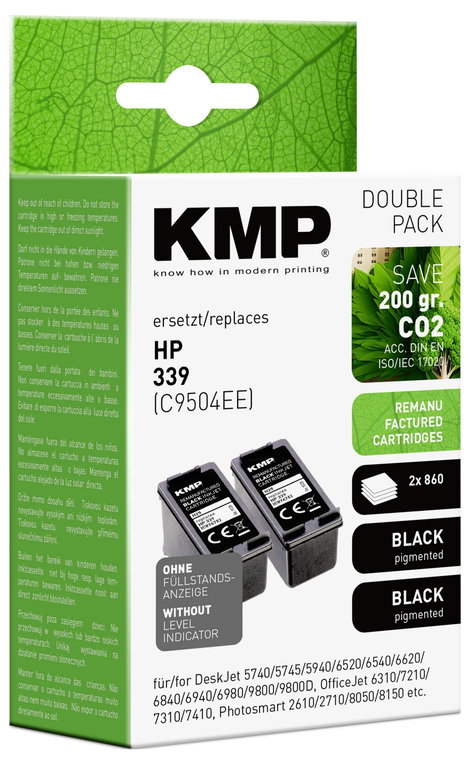 KMP Tinta helyettesíti HP 339, C8767E Kompatibilis Dual Fekete H25D 1023,4021 2. kép