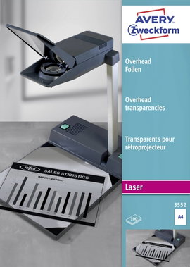 Avery-Zweckform OHP Laserfolie 3552 Overhead-Projektor fólia DIN A4 Lézernyomtató, Másoló Átlátszó 1