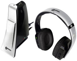 Geemarc CL7400 OPTI TV Over Ear fejhallgató Rádiójel vezérlésű Ezüst-fekete Könnyű pánt, Hangerő sza