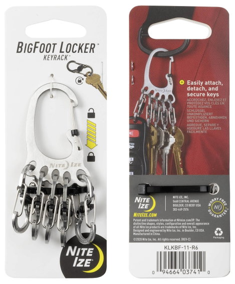 NITE Ize Kulcstartó karabiner KLKBF-11-R6 BigFoot Locker KeyRack Nemesacél 1 db 9. kép
