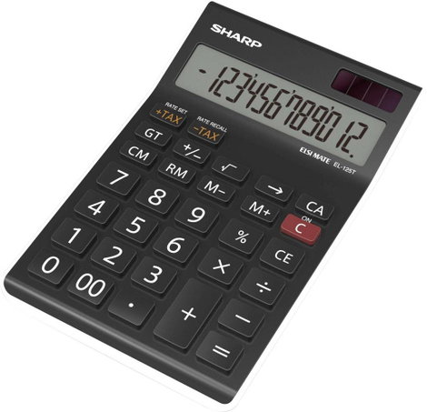 Sharp EL-125T Asztali számítógép Napenergiával üzemeltetett, Elemekről üzemeltetett Fekete Kijelző (