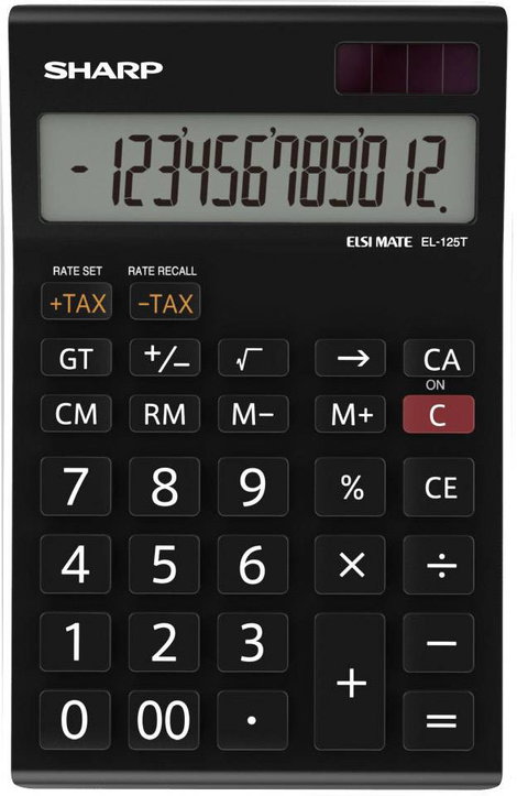 Sharp EL-125T Asztali számítógép Napenergiával üzemeltetett, Elemekről üzemeltetett Fekete Kijelző ( 2. kép