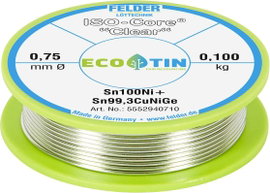 Felder Löttechnik ISO-Core Clear Sn100Ni+ Forrasztóón Tekercs Sn99,25Cu0,7Ni0,05 0.100 kg 0.75 mm
