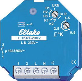 FHK61-230V Eltako vezeték nélküli Kapcsoló működtető Süllyeszett Kapcsolási teljesítmény (max.) 2500