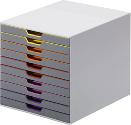 Durable VARICOLOR10 - 7610 761027 Fiókos irattároló Szürke DIN A4, DIN C4, Egyszer hajtott ívű nyomt