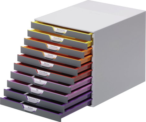 Durable VARICOLOR10 - 7610 761027 Fiókos irattároló Szürke DIN A4, DIN C4, Egyszer hajtott ívű nyomt 5. kép