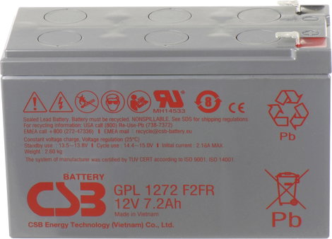 CSB Battery GPL 1272 Ólomakku 12 V 7.2 Ah Ólom-vlies (AGM) (Sz x Ma x Mé) 151 x 98 x 65 mm 6,35 mm-e