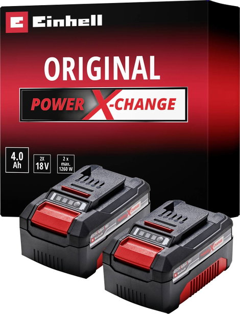 Szerszám akku ikercsomag, 2x 4 Ah Lítiumion, Einhell PXC-Twinpack Power X-Change 4511489