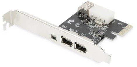 Digitus DIGITUS 3 port FireWire 400 kontroller kártya FireWire 400 PCIe
