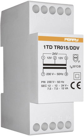 Wallair 1TDTR015/DDV15VA Csengő transzformátor 12 V, 24 V