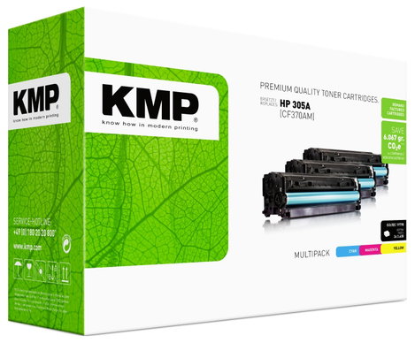KMP H-T196 CMY Toner kazetta Kombinált csomag helyettesíti HP 305A, CE411A, CE412A, CE413A Cián, Bíb 2. kép