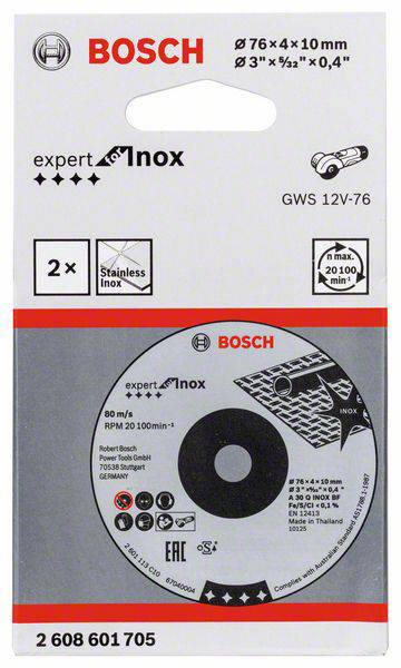 Bosch Accessories 2608601705 2608601705 Nagyolótárcsa, egyenes Ø 76 mm Furat átmérő 10 mm 2 db 2. kép