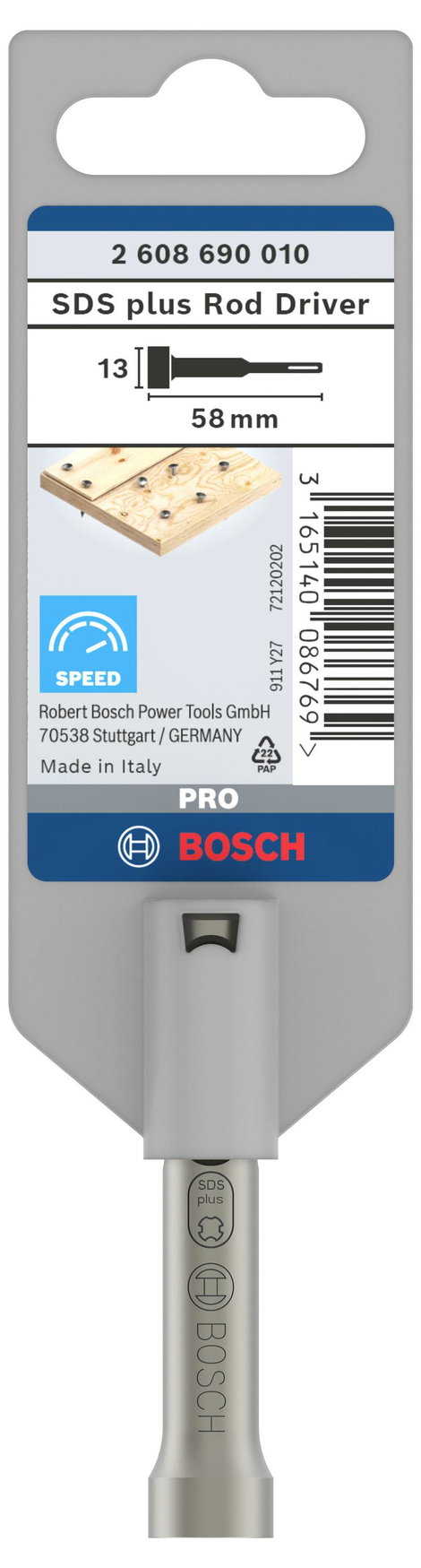 Bosch Accessories 2608690010 Bosch Szögbehajtó Teljes hossz 58 mm SDS-Plus 1 db 3. kép