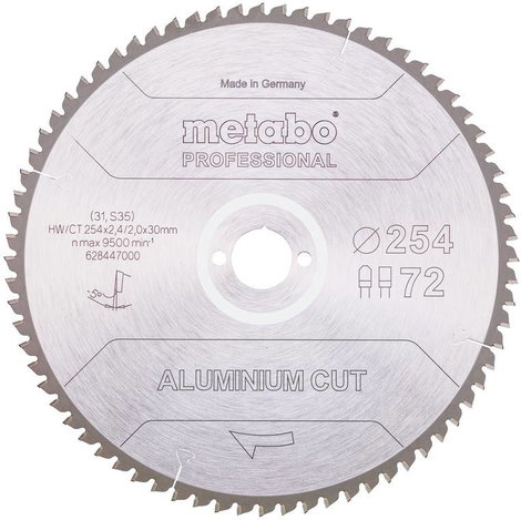 Metabo ALUMINIUM CUT PROFESSIONAL 628447000 Körfűrészlap 254 x 30 x 2 mm Fogak száma (collonként): 7