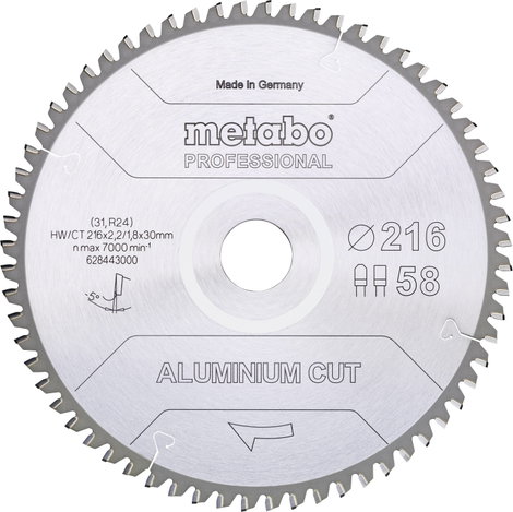 Metabo ALUMINIUM CUT PROFESSIONAL 628443000 Körfűrészlap 216 x 30 x 1.8 mm Fogak száma (collonként):