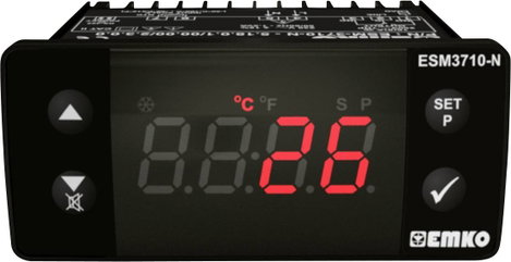 Emko ESM-3710-N.8.10.0.1/00.00/2.0.0.0 2 pontos szabályozó Hőmérséklet szabályozó K 0 - 999 °C Relé,