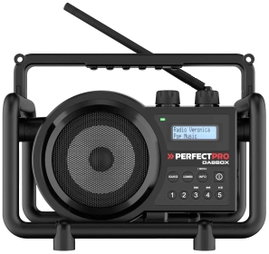 PerfectPro DABBOX Építkezési rádió DAB+, URH AUX, Bluetooth® ütésálló Fekete